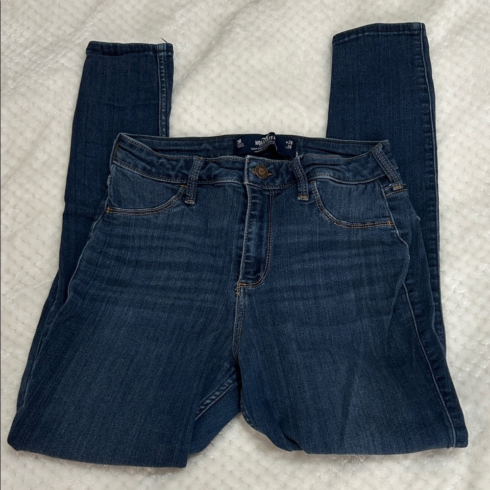 Hollister 7R Curvy High-Rise Jean Legging in Dark Blue Advanced stretch w28 l28